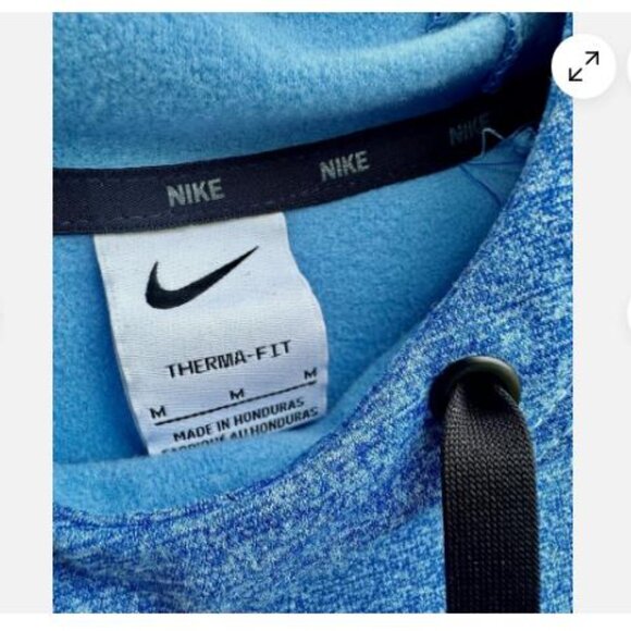 Nike Hoodie Mens Med Blue Fleece Therma Fit Hooded Pullover Sweatshirt Swoosh - Picture 3 of 5